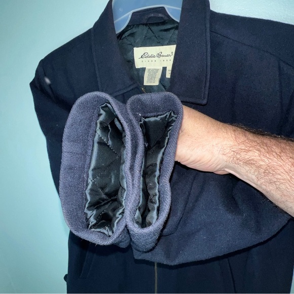 Eddie Bauer Navy Blue Zip Up Wool Coat Women’s - Picture 3 of 6